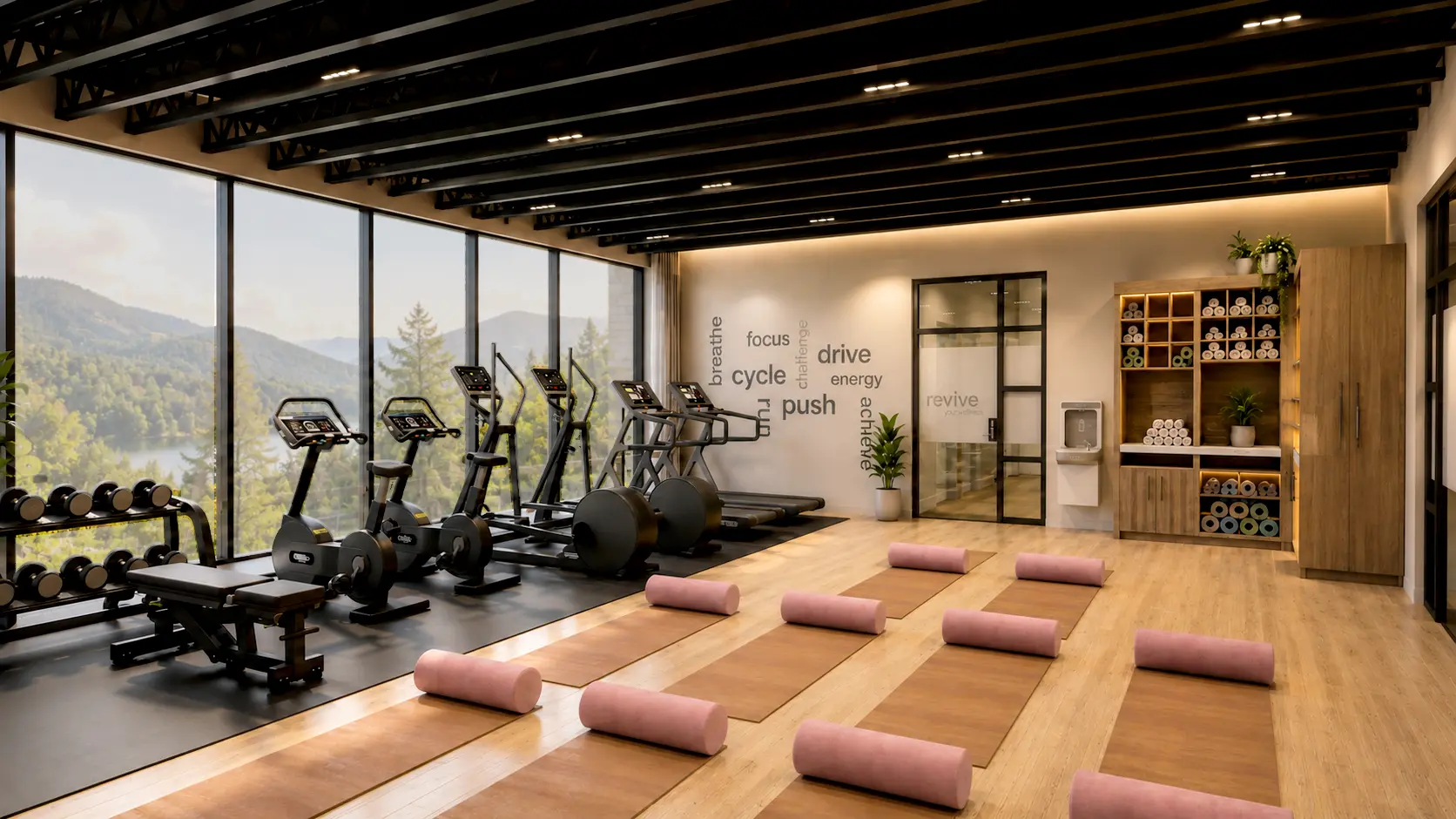 Portfolio 3d render interior gym work area washington