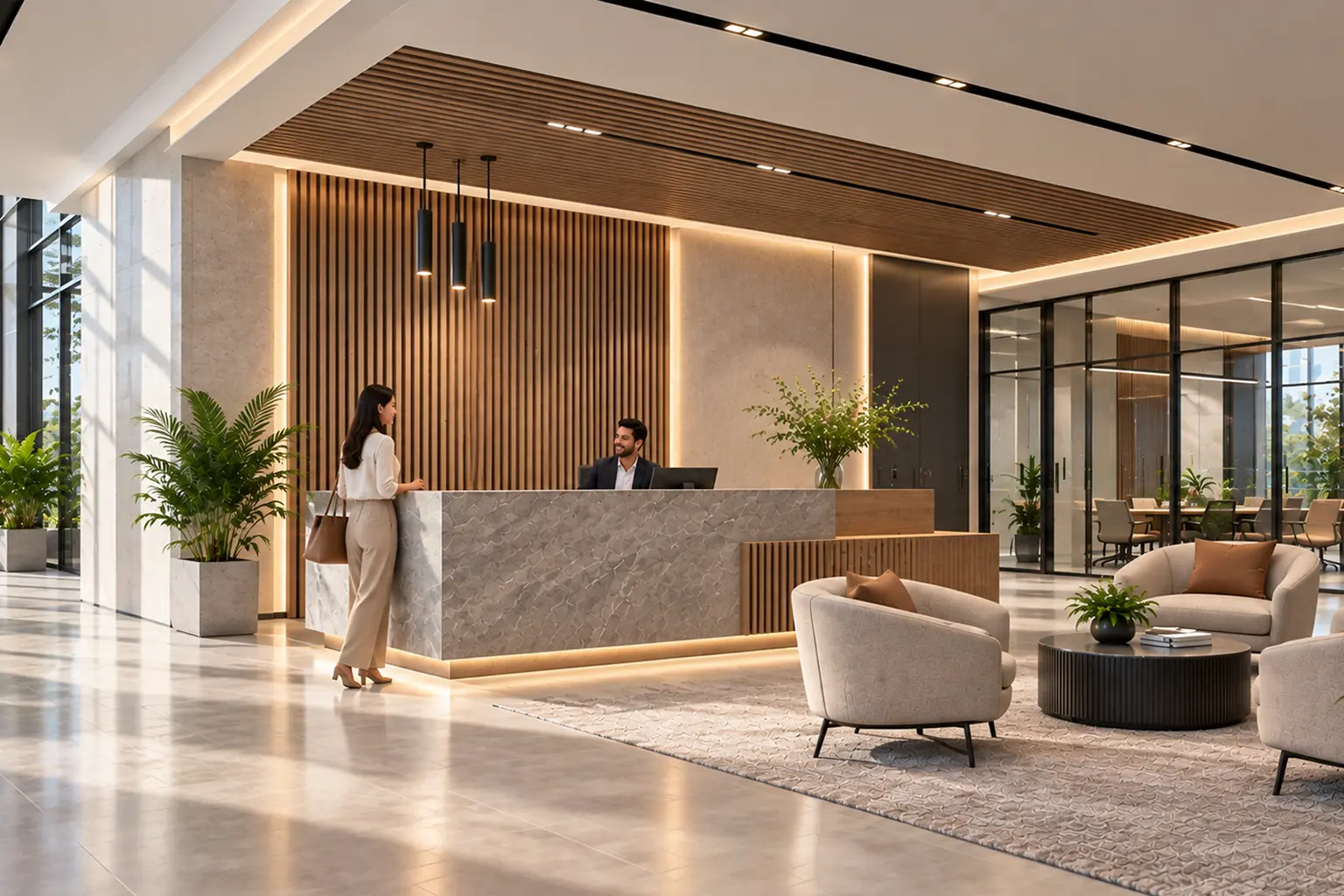 3d rendering office interior lobby